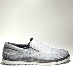 Crocs Dual Comfort Mens Santa Cruz 204835 Taupe Fabric Slip on Shoes Size M12